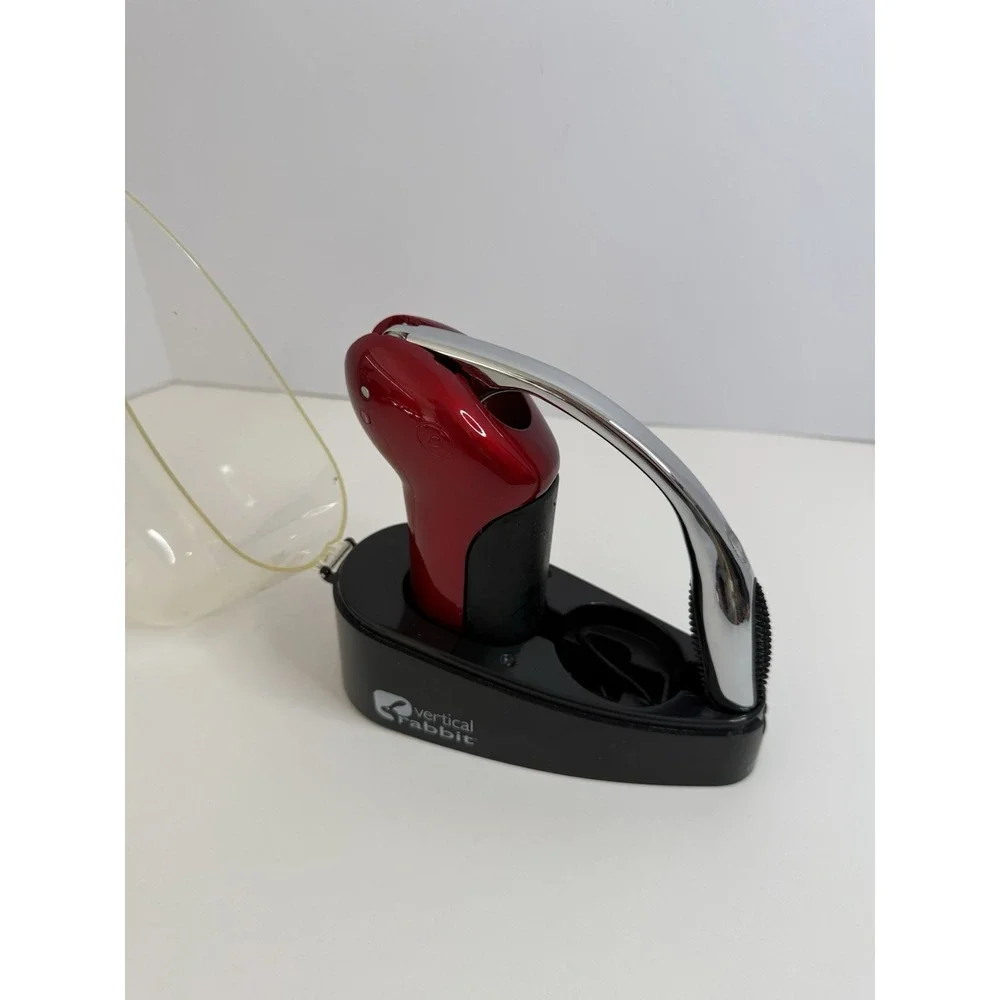 Metrokane Vertical Rabbit Wine Opener Corkscrew Candy Apple Red with Base